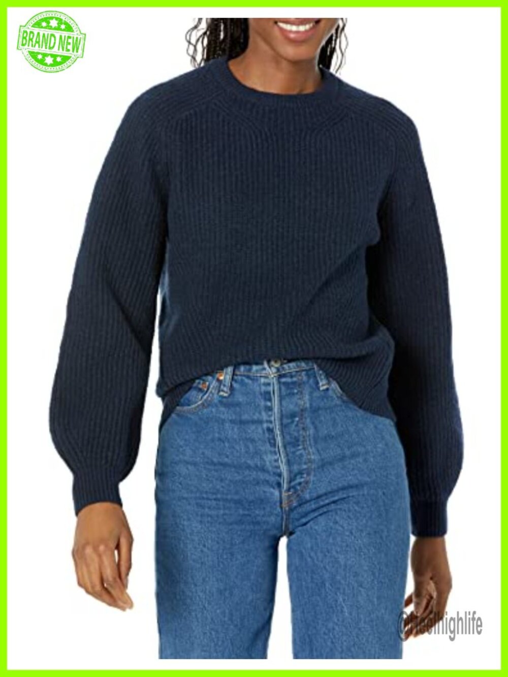 Women's Ribbed Long Sleeve Crewneck Pullover Sweater Relaxed Fit